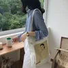 Bolsas de compras Bolsa de lona para mujer Tela de algodón Hombro Bolso ecológico MUJER Estampado Bolso femenino Reutilizable Comprador de comestibles