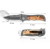 Damascus Pattern Hunting Knife Portable Stainless steel Sharp Folding Blade Knives with Wood Handle Outdoor Camping Tactical Survival Knife