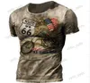 Erkek Tişörtler Vintage Motosiklet Tişört Erkekler için 3D Baskı Mobil Kısa Kollu T-Shirts Retro Erkekler Yarış T-Shirt Büyük Boy Biker Tees Üstler 66 T240124