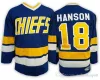 PERSONALIZZATO Mens Slap Shot Film Charlestown Chief Hockey Maglie 17 Steve Hanson 18 Jeff Hanson 16 Jack Hanson 1 Denis Lemieux 3 Dave Killer 7 R