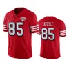 Niestandardowe koszulki piłkarskie San''francisco''49ers''men McCaffrey 11 Brandon Aiyuk 85 George Kittle Women Młodzież Szkarłat 75. rocznica Alternate Vapor Limited Jersey