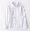 Kids Girls White Shirts for Students Uniform Long Sleeve Cotton Blouse Teenagers School Child Clothes 8 10 12 14 Years Vestidos 240123