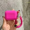 Mobiele telefoon hoesjes voor Airpods 1/2/3 siliconen effen kleur beschermende oortelefoonhoes voor Apple Air Pods Pro 2 met veer flexibele ketting sleutelhanger