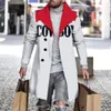 Designer Trench Coat European och American Luxury Plaid Style Fashion Loose Men's Mid-Längd Overrock