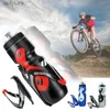 Vattenflaskor burar 650 ml mountainbike cykel cykling vatten dryck flaska + hållare bur utomhus sport bärbar vatten flaska vattenkokare rack drinkwarel240124