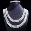 Moissanite Diamond Miami Cuban Link Chain 6 ~ 15mm White Gold Real 14K Rose Necklace Armband 925 Silver PlatedMx3V MX3V