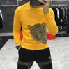 Erkek Hoodies Sweatshirts Sonbahar Yeni Tiger Sıcak Elmas Desen Harajuku Yuvarlak Boyun Trendi Büyük Boyut Sweatshirt Y2K Günlük Moda Külot Erkek Giysileri T240124