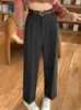 Pantalones de mujer Traje casual de cintura alta Pierna recta recortada 2024 Ropa de moda de primavera