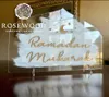 Ramadán Mubarak Mesa de Comedor Logo Blanco/Oro Decoración Ramadán Boda y Compromiso Celebración Eid al Fitr Fiesta Bautista 240124