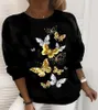 Men's Hoodies Boutique Butterfly Print Sweatshirt For Women Winter Warm Hoodie Street Casual Wear Comfortable Fashion Top