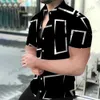 Camisas casuais masculinas geométricas 3d impressão praia camisas de manga curta camisas havaianas blusas masculinas camisa gráfica cuba camisa roupas masculinas t240124