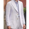 Herrar Summer Male Blazer Fashion Notch Lapel Två knappar Tunn linne Slim Fit Beach Casual Daily Wedding Tuxedo 1 Piece