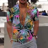 Camicie casual da uomo Nuova camicia floreale per uomo Camicia hawaiana 3d Leaf Graphic Abbigliamento Oversize Manica corta Top Seaside Apparel Street Camicetta da uomo T240124