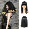 Cosplay Wigs Queens Of Egypt Black Wigs Egyptian Cleopatra Cosplay Wig With Snake Headband Accessories Egyptian Headpiece Halloween CostumesL240124