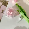 Cell Phone Cases Cute three-dimensional bow gradient transparent headphone case Airpods protective case silicone wave border protective case