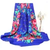 Scarves 70x70cm Retro Floral Print Head Square Scarf For Women Femme Muslim Hijab Bandana Ladies Headband Female Neckerchief