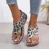 Sandals Women's Leopard Print Wedge Fashion Clip Toe Platform Comfortable Buckle Strap