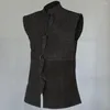 Men's Vests Men Waistcoat Vintage Medieval Renaissance Gentleman Satge Performance Sleeveless Solid Stand Collar Role Play Cosplay Costume