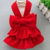 Dog Apparel Princess Christmas Bow Skirt Pets Cat Warm Woolen Dress Vest Coat Puppy Sweater Pet For Chihuahua Yorkie S-XXL