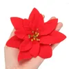 Decorative Flowers 10pcs Red Christmas Silk Artificial Glitter Poinsettia Flower 14cm Xmas Merry Home Party DIY Decorating