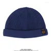 Berets Short Fisherman Beanie For Men Women Rolled Cuff Harbour Hat Wool Knit Winter Warm Ski Skull Cap