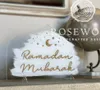 Ramadán Mubarak Mesa de Comedor Logo Blanco/Oro Decoración Ramadán Boda y Compromiso Celebración Eid al Fitr Fiesta Bautista 240124