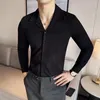 Men's Casual Shirts British Style Long Sleeve For Men Big Size Turn Down Collar Social Shirt Dress Slim Fit Prom Tuxedo 4XL-M