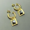 Dangle Earrings Brass With 18k Gold Geo 2 Tone Drop Women Jewelry Party T Show Gown Runway Rare Korean Japan Trendy INS