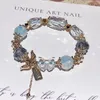 Link Armbanden Fantasie Regenboog 7A Natuurlijk Wit Kristal Genezing Opaal Blauw Ace Energie Armband Bruidsontwerp