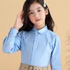 Kids Girls White Shirts for Students Uniform Long Sleeve Cotton Blouse Teenagers School Child Clothes 8 10 12 14 Years Vestidos 240123