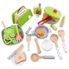 Kitchens Play Food Wooden Kitchen Pretend Toy Simulation Coffee mane Toaster Mane Mixer Baby Early Learning Educational Toysvaiduryb