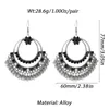 Dangle Earrings Ethnic Silver Color Big Round Drop Pendientes Retro White Crystal Alloy Beads Tassel Bijoux Femme Accessories