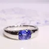 Clusterringen SFL2024 Edelstenen 0,93ct Real Solid 18K Goud Natuurlijke Korenbloem Blauwe Saffier Diamanten Steen Vrouwelijke Ring