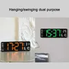 Orologi da parete Orologio da parete digitale da 13 pollici Sveglia a LED con calendario Orologio da tavolo con telecomando Sensore di luce Orologio adesivo da parete per camera da letto