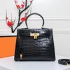 Lady Handbag Large Capacity Package Shopping Bag Fashion Alligator 5A Quality Genuine Leather Lock Hasp Women Tote Bag285K