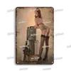 Metalen Schilderij Vintage Bougies Metalen Plaat Tin Bord Workshop Garage Muur Decor Plaque Retro Pin Up Girl Metalen Poster man Cave Home Decor