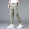 Men's Pants Stretch Casual Men Slim Fit Lightweight Straight Trousers Summer Quick Dry Sports Joggers Button Down Solid Khaki