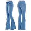 Jean Denim Vintage pour femmes, pantalon évasé taille haute, extensible, avec nœud à lacets, jambes longues et larges, 240123