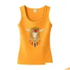 Women Tanks Camis Boho Cow Scl Hippie Dream Catcher Druk długi czołg Top Kobiety bez rękawów Slim Fit Fit Sports Drop Delivery Ofel Otbe0