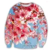 Moletons masculinos / femininos flor de cerejeira 3D impresso roupas casuais esporte streetwear pulôver S10