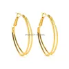 Hoop Huggie Classics 18K Matt Gold Tone Oval Hie örhängen Big Round Earring Party Smycken Sleeper Icke-allergän aus Made Drop Del Dhi7w