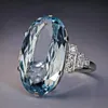 バンドDrlove Big Oval Sky Blue Stone Women Bridal Band Rings Delicate Female Wedding Engage Party Elegant Present