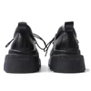 Elbise Ayakkabı Platformu Yuvarlak Toe Siyah Düz Heels Patent Deri Dokunma Tasarım Dantel Up Kadınlar Zapatillas de Mujer Tacon Kızlar