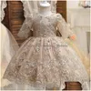 In Stock Flower Girl Dresses Baby Party Dress For Girls 1-5 Yrs Embroidery Elegant Birthday Princess Backless Lace Luxury Ceremony T Dhi8G