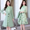 Women's Trench Coats 2024 Fashion Coat For Women Collocation Floral Dress Autumn Three-piece Suit Jacket Windbreaker Skirt Ladies