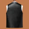 Gilet da uomo 2024 autunno e inverno scollo a V casual caldo con fodera in velluto gilet in pelle pu