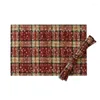 Serviette de Table classique de noël, Tartan écossais, en tissu à carreaux, 30cm, 45cm, décoration de salle à manger pour la maison