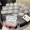 Mobiltelefonfodral Ins Heart Flower Bling Glitter Soft TPU Earphone Fall för AirPods Pro 2nd Generation Air Pods 1 2 3 Cover Accessories Keychain