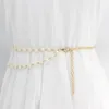 Ceintures élégantes perles femmes ceinture fine multicouche chaîne en métal réglable pour dames robe ceinture maigre