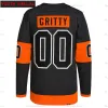 Maillot de Hockey personnalisé pour hommes, femmes et enfants, 00 Gritty, chemise personnalisée, noir et Orange, maillot cousu pour jeunes